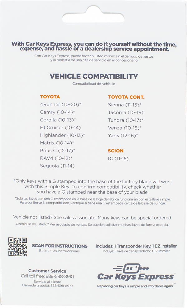 Simple Key Classic Toyota Transponder Key2016 Toyota 4Runner - Image 2