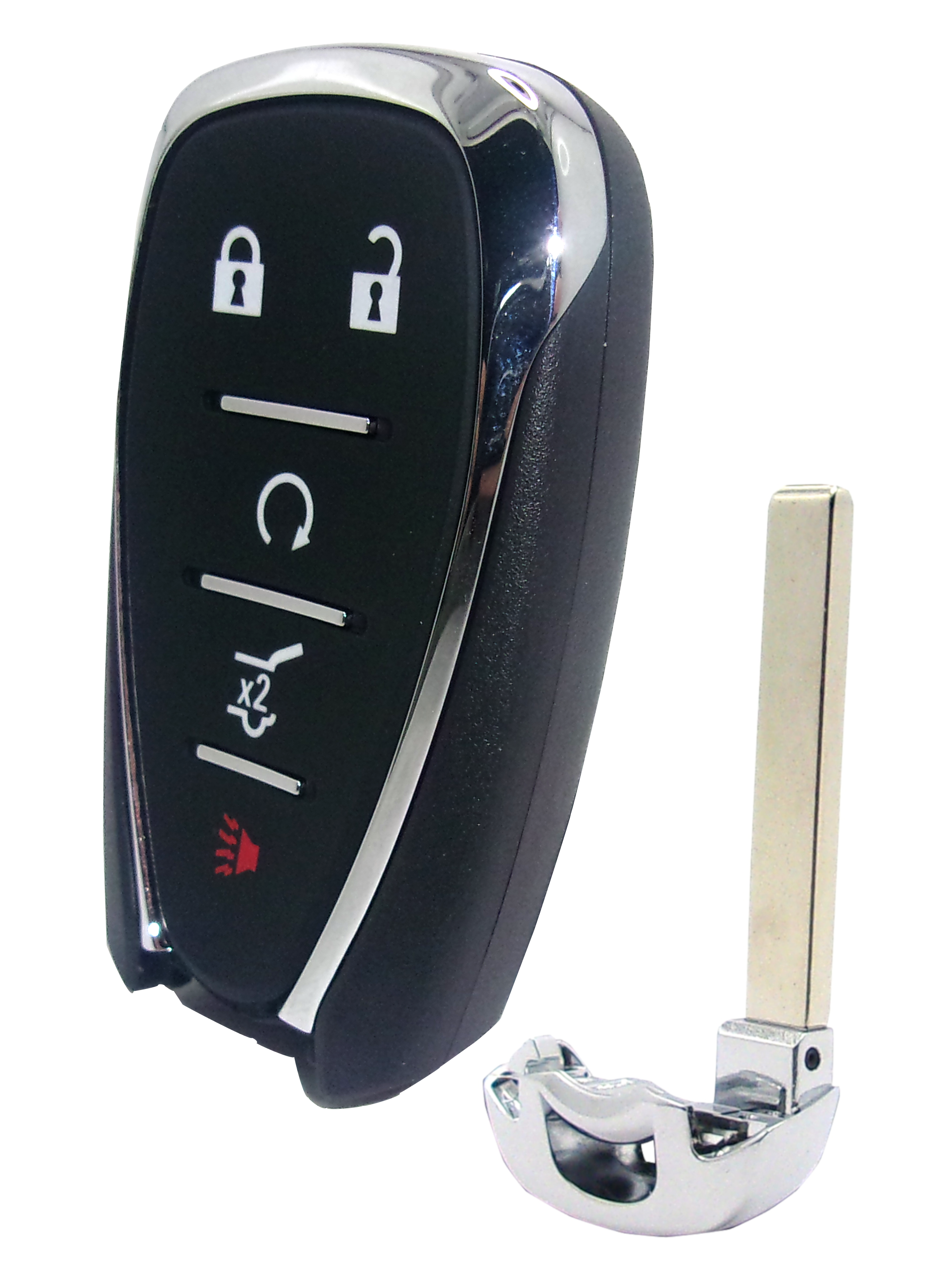 Chevrolet 5 Button Smart Key with Lock, Unlock, Remote Start, Hatch, and Panic Buttons