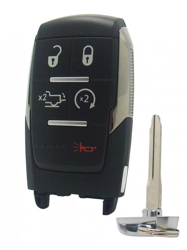 RAM Smart Key - 5 Button with Lock,  Unlock,  Remote Start,  Tailgate,  and Panic Buttons2024 Ram 2500